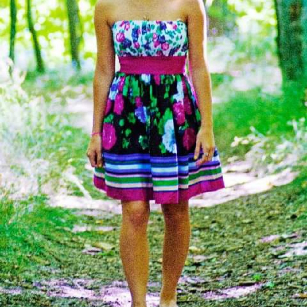 Strapless Floral Dress